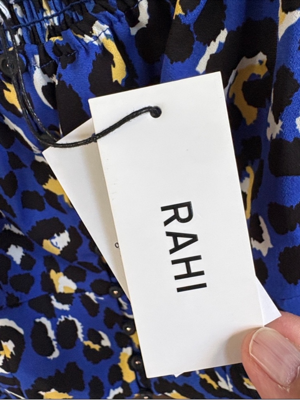 NWT RAHI Chloe Puff Shoulder Blue Animal Print Crop Top Size XS - Picture 6 of 13